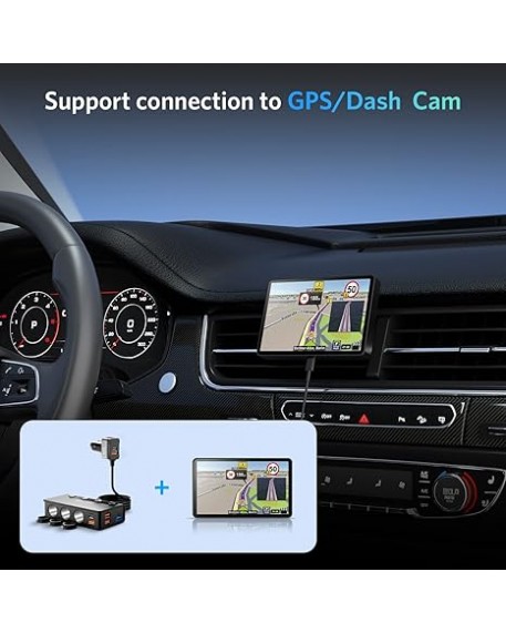 BESTEK 180W Cigarette Lighter Adapter Splitter with PD36W/65W and QC3.0 18W LED Voltage Display for 12V/24V Vehicles Black